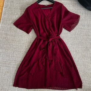 BTFBM Wilfred Wine Red Wrap Midi Dress XL